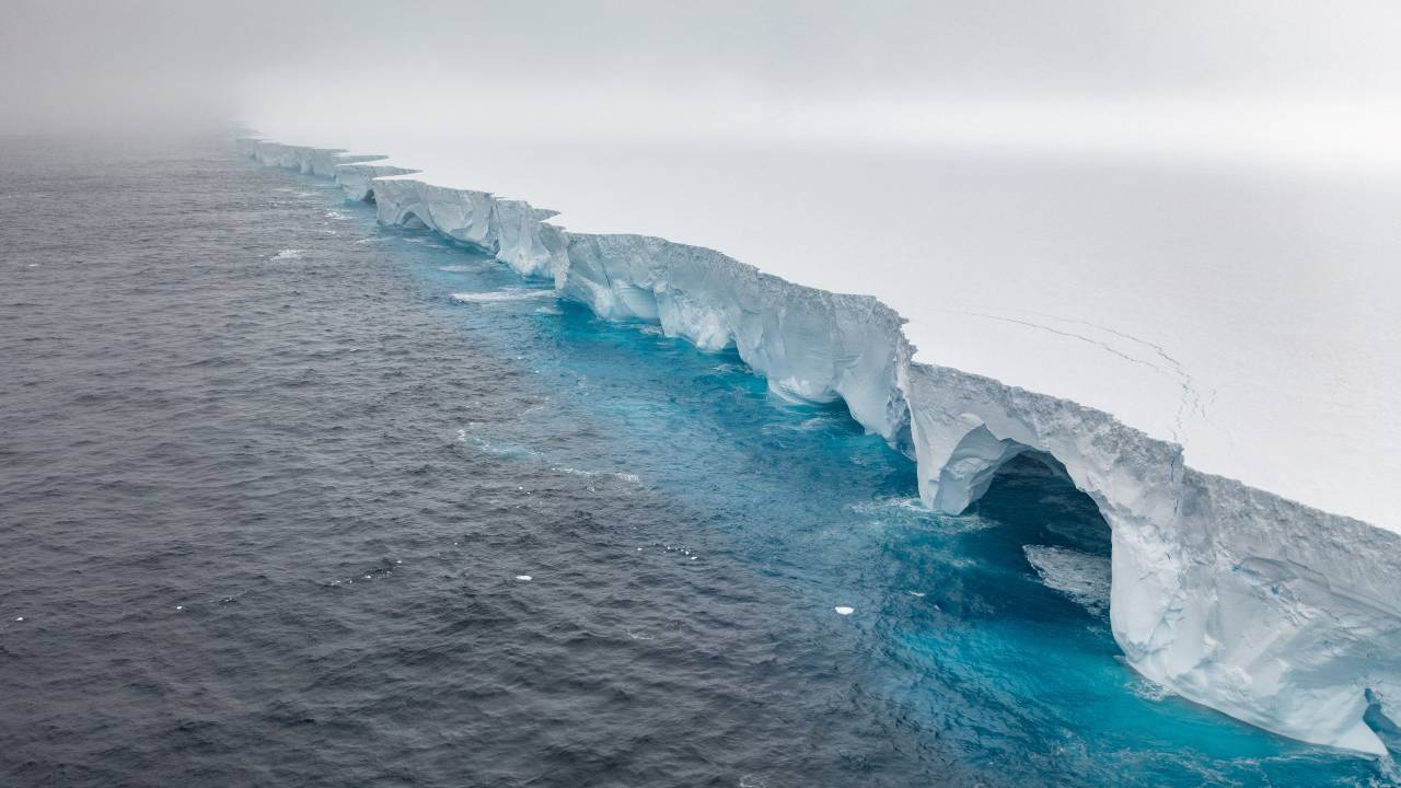 Iceberg A23a nas águas do Oceano Antártico, na Antártida, em 14 de janeiro