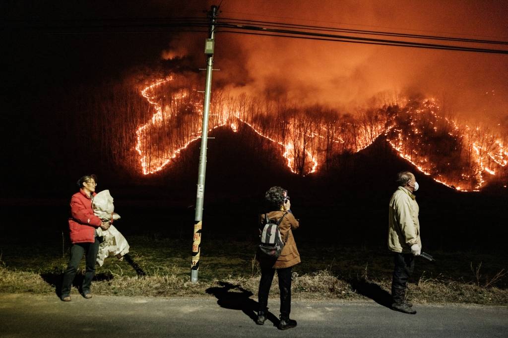 Incêndios florestais matam quatro pessoas e deslocam milhares na Coreia do Sul