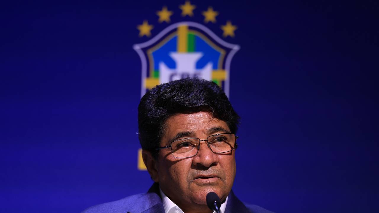 RIO DE JANEIRO, BRAZIL - JULY 05: Ednaldo Rodrigues, President of the CBF attends during the official presentation of Fernando Diniz as interim coach of Brazil national team until the arrival of newly appointed Carlos Ancelotti of the on July 05, 2023 in Rio de Janeiro, Brazil. CBF has informed that Diniz, currently in Fluminense, will coach the national team until Italian Carlo Ancelotti finishes his contract with Real Madrid.