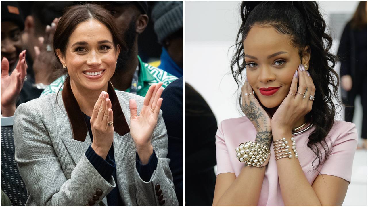 MANIFESTO Meghan (à esq.) e Rihanna: pouco importa se o modelo é de ouro, prata ou manufaturado com minerais simples, o que vale é a mensagem de poder feminino