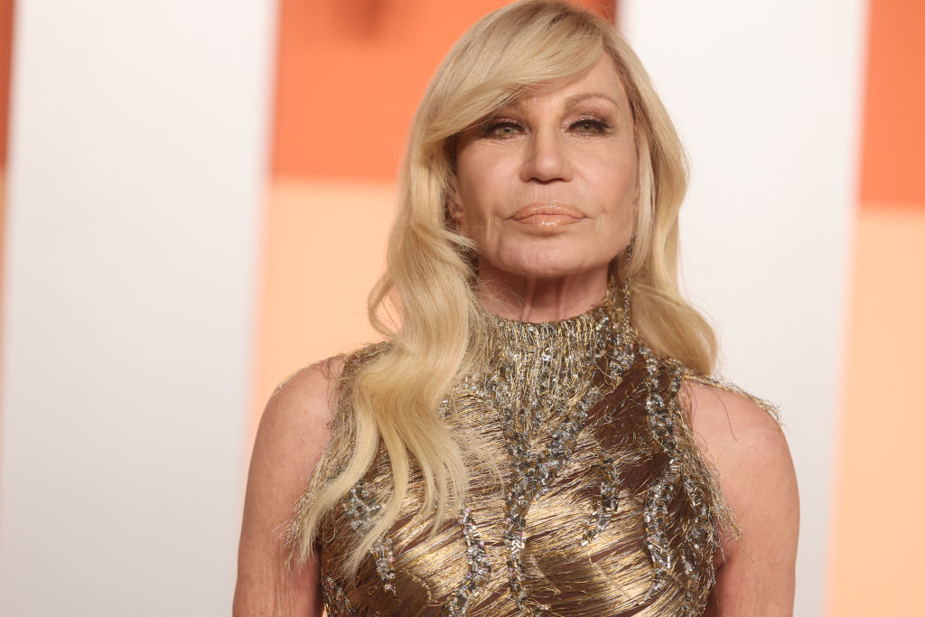 Donatella Versace at the 2025 Vanity Fair Oscar Party Hosted By Radhika Jones held at Wallis Annenberg Center for the Performing Arts on March 02, 2025 in Beverly Hills, California. (Photo by Christopher Polk/Variety via Getty Images)