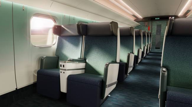 JR-East E10 Shinkansen Green Seat tangerine design Assentos do novo modelo de trem-bala