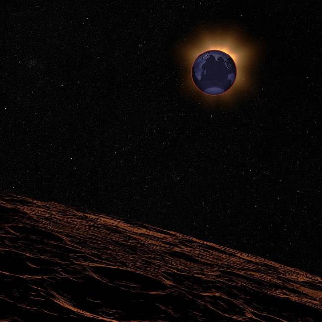 Lunar_Eclipse__View_from_the_Moon Luz avermelhada do Sol refletindo na Lua em um eclipse lunar