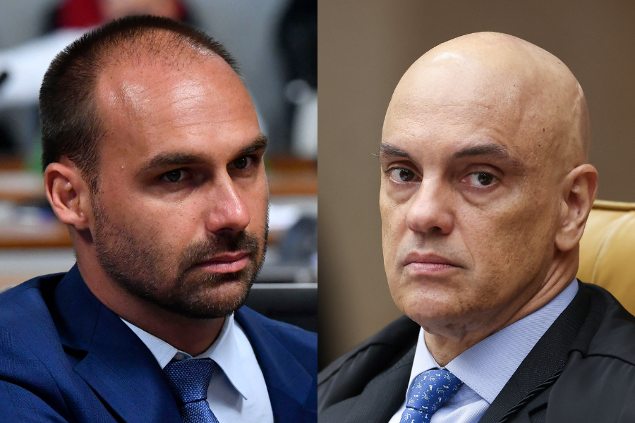 O deputado federal Eduardo Bolsonaro (PL-SP); e o ministro Alexandre de Moraes, do Supremo Tribunal Federal
