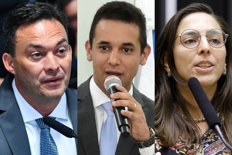O senador Styvenson Valentim (PSDB-RN); o prefeito de Mossoró (RN), Allyson Bezerra (União Brasil); e a deputada federal Natália Bonavides (PT-RN)