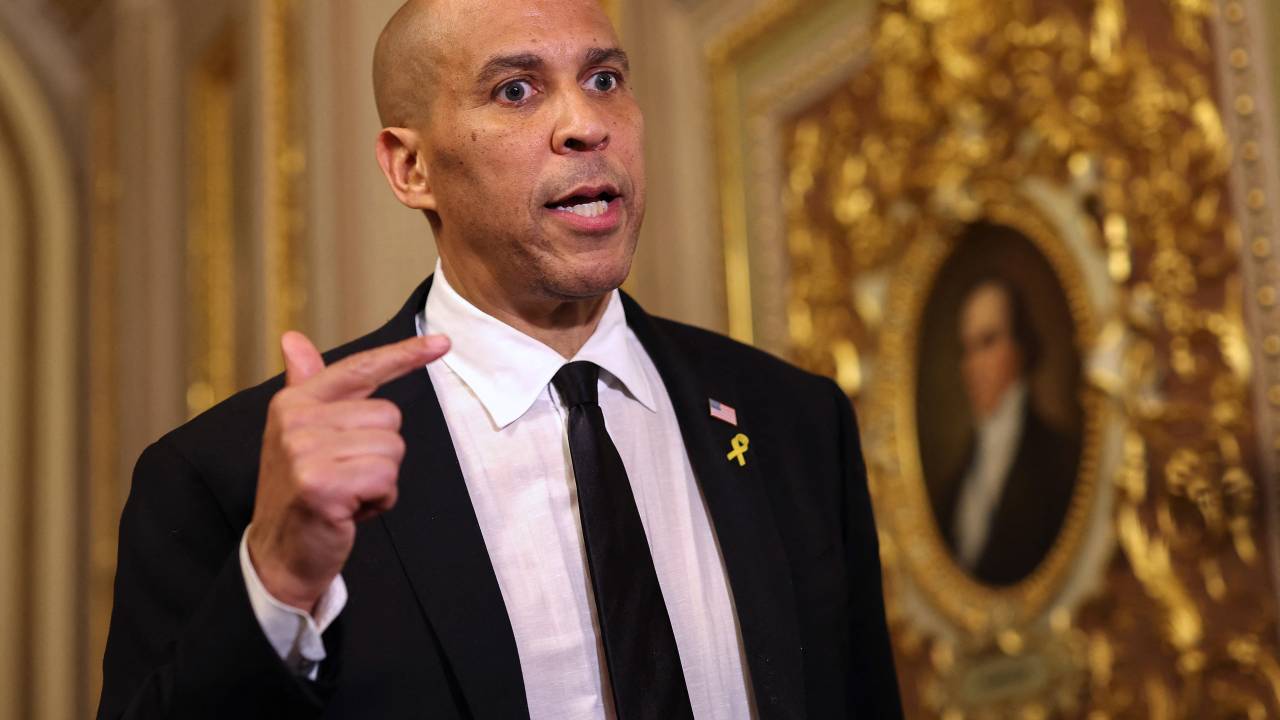 O senador democrata Cory Booker. 01/04/2025
