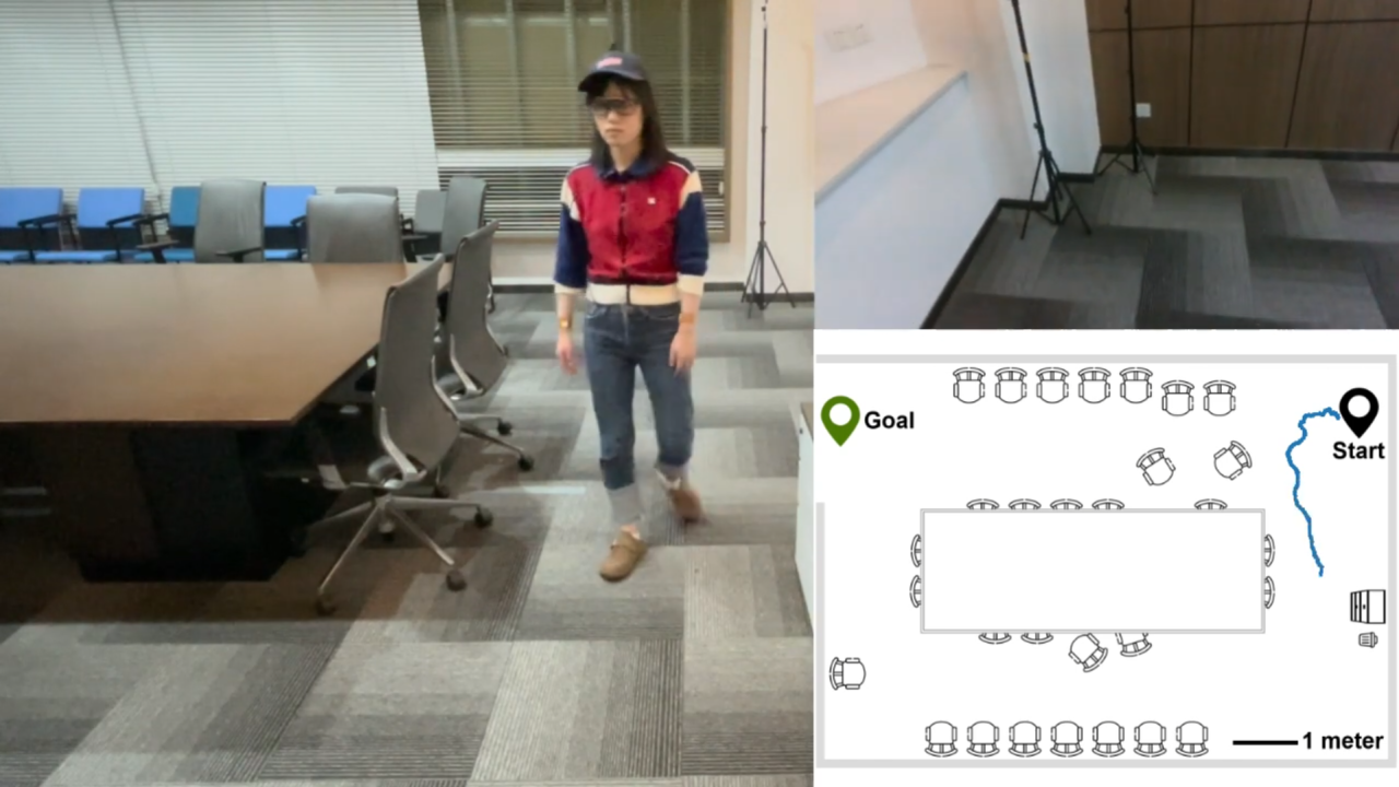 Teste do dispositivo em uma sala de conferência cheia