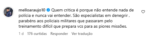 Captura de tela 2025-04-18 103752 Comentário deixado pelo vice-prefeito de São Paulo nas redes sociais