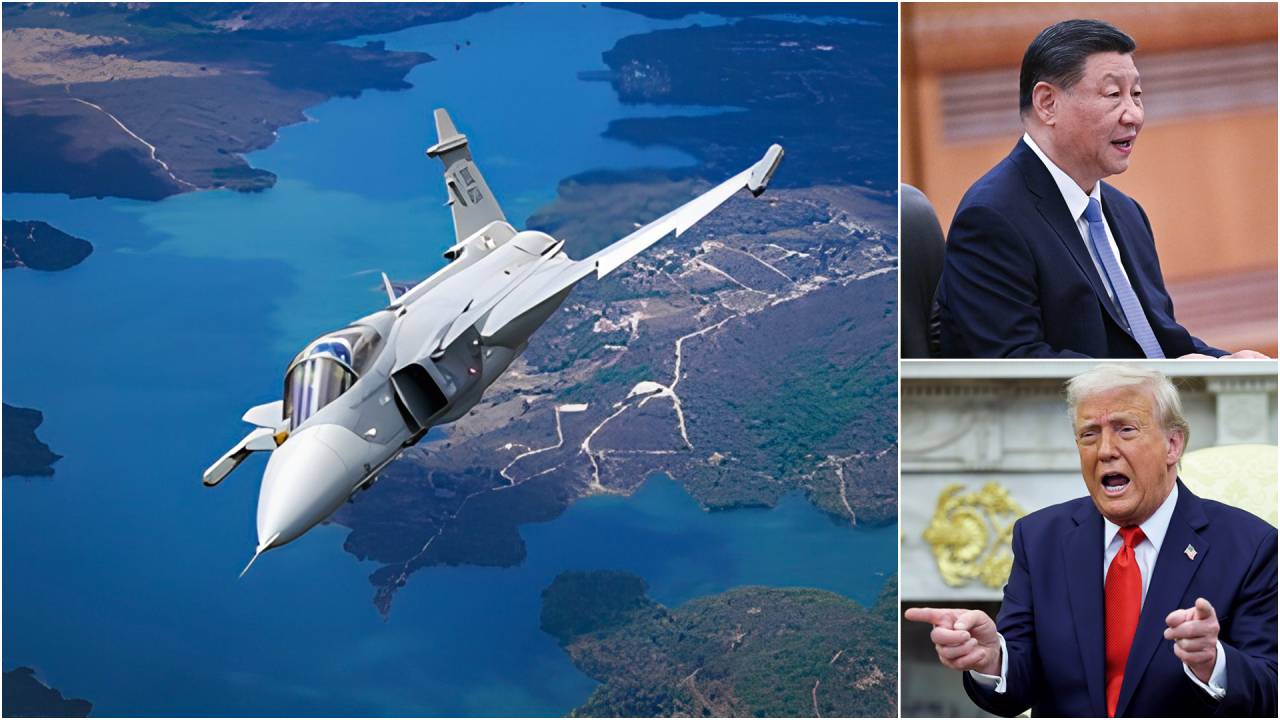 O caça sueco-brasileiro Gripen e os presidentes Xi Jinping e Donald Trump: exemplos de cooperação internacional e conflito aberto