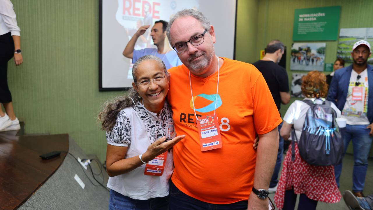 A ex-senadora Heloísa Helena e Paulo Lamac, eleito neste final de semana para comandar a Rede Sustentabilidade