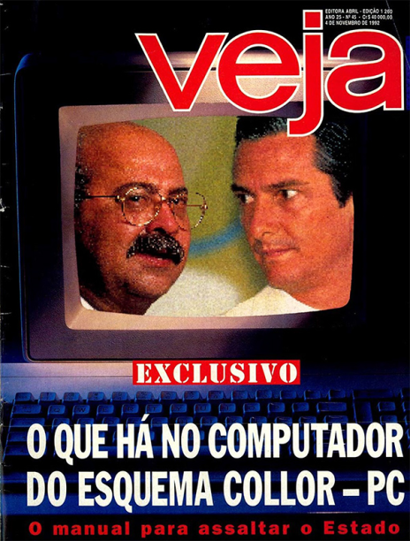 04/11/1992 - "O que há no computador do esquema Collor-PC" - Com exclusividade, VEJA revela os documentos encontrados pela Polícia Federal no computado de PC Farias detalhando minuciosamente o esquema de propinas no governo Collor
