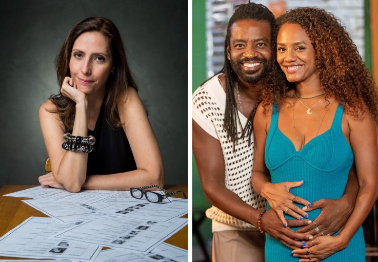 Claudia Souto e os protagonistas de 'Volta por Cima': Jão (Fabricio Boliveira) e Madalena (Jéssica Ellen)