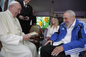 Papa Francisco e Fidel Castro, durante visita do pontífice a Havana, em 2015