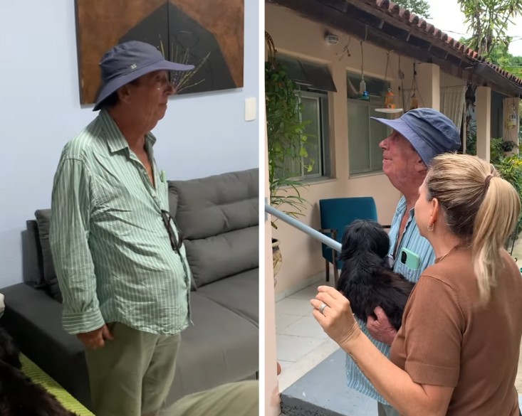 Marcos Oliveira, o Beiçola, chegando no Retiro dos Artistas