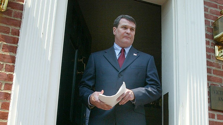 ALEXANDRIA, VA - AUGUST 11: Scientist Dr. Steven J. Hatfill walks out of his lawyer's office before reading a statement to the media August 11, 2002 in Alexandria, Virginia. Hatfill once worked at the Army bioresearch lab at Fort Detrick, Maryland. Hatfill has been a target of a FBI investigation and said he did not send the anthrax-laced envelopes that killed five people last fall. (Photo by Mark Wilson/Getty Images)