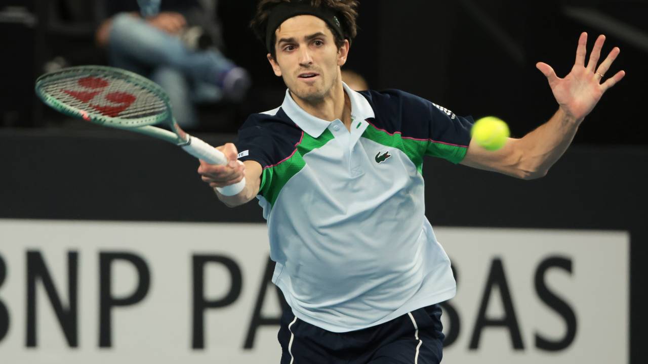 MARSEILLE, FRANCE - FEBRUARY 16: Pierre-Hughes Herbert of France during the doubles final of Open 13 Provence on day 7 of the ATP 250 Marseille tennis tournament at Palais des Sports on February 16, 2025 in Marseille, France. (Photo by Jean Catuffe/Getty Images)
