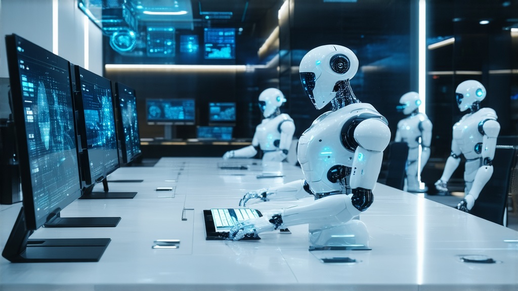 Robôs de atendimento ao cliente — imaginados por uma IA, que fique claro. Quem sabe um dia?