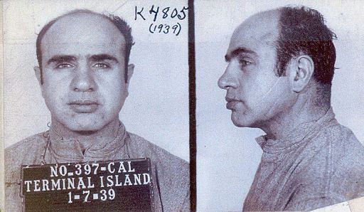 Al Capone, prisioneiro de Alcatraz entre 1932 e 1939.