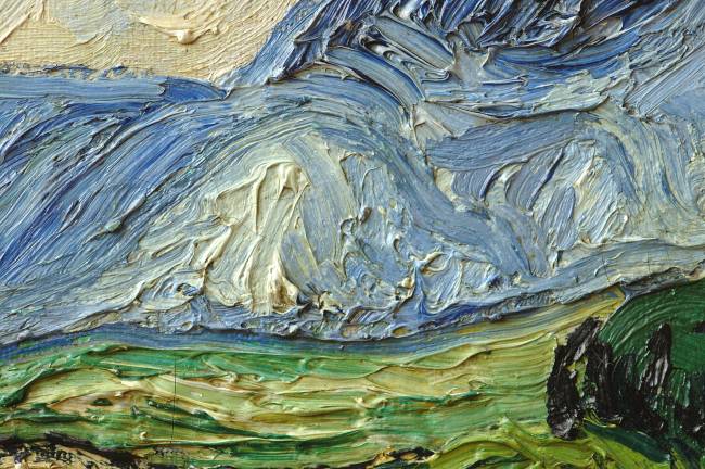 impasto van gogh (Detalhe)Vincent van Gogh, Campo de trigo com ciprestes, 1889, óleo sobre tela, Metropolitan Museum of Art, Nova Iorque. Cortesia Metropolitan Museum of Art.
