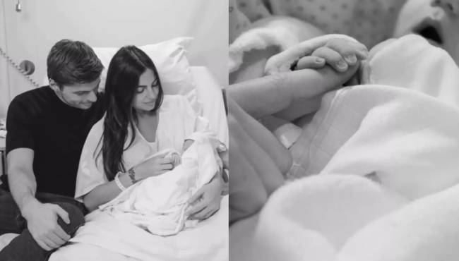 Kelly Piquet e Max Verstappen com a filha recém-nascida