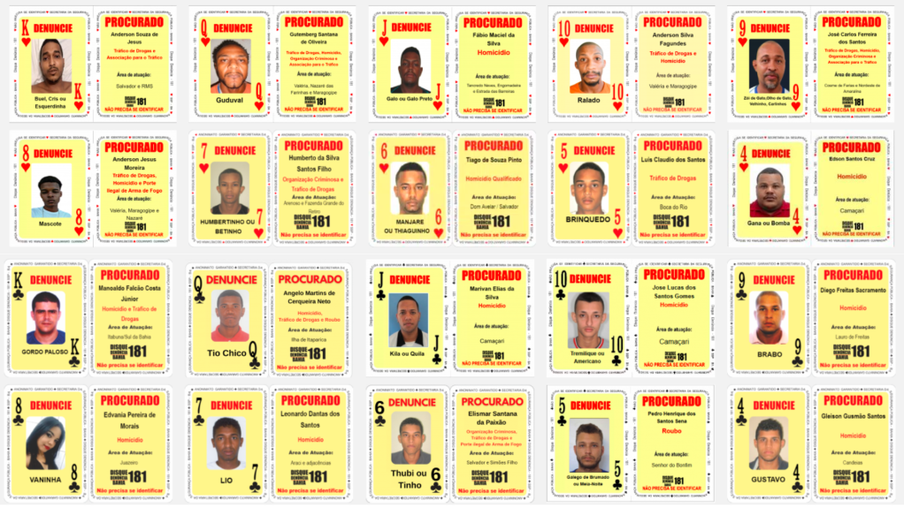 Baralho do Crime: ferramenta já levou 324 procurados à prisão na Bahia