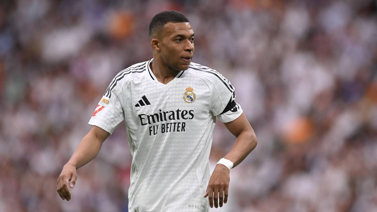 MADRID, SPAIN - MAY 24: Kylian Mbappe of Real Madrid looks on during the LaLiga match between Real Madrid CF and Real Sociedad at Estadio Santiago Bernabeu on May 24, 2025 in Madrid, Spain. (Photo by Denis Doyle/Getty Images)