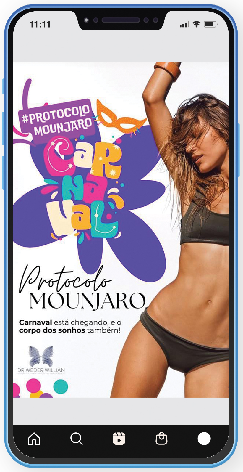 PROPAGANDA -&ensp;Postagem em redes sociais: promessa de corpo esbelto em pouco tempo