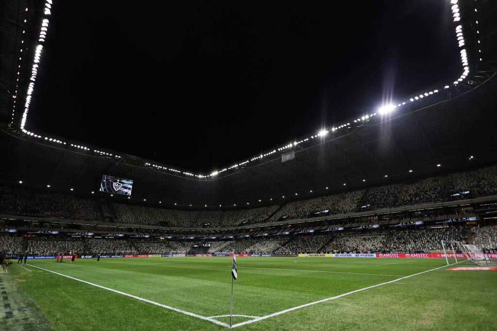 BELO HORIZONTE, BRAZIL - OCTOBER 22: A general view of the stadium prior to the Copa CONMEBOL Libertadores 2024 Semi-final first leg match between Atletico Mineiro v River Plate at Arena MRV on October 22, 2024 in Belo Horizonte, Brazil. (Photo by Gilson Lobo/Getty Images)