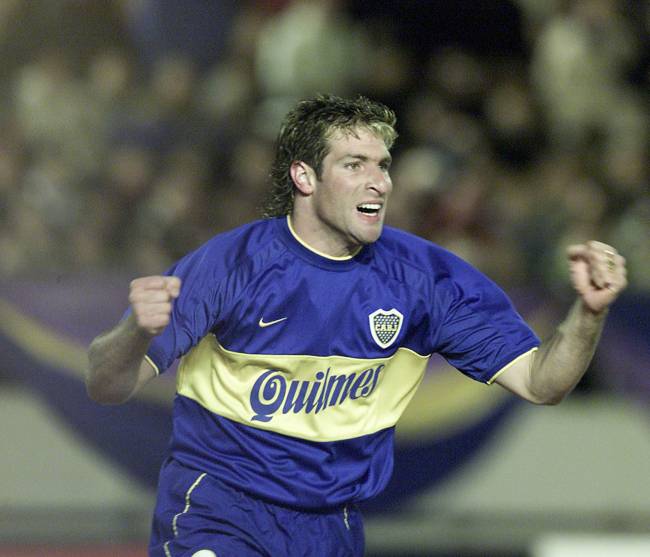 Palermo, do Boca Juniors, comemorando gol contra o Real Madrid, na finalíssima do Campeonato Mundial Interclubes.