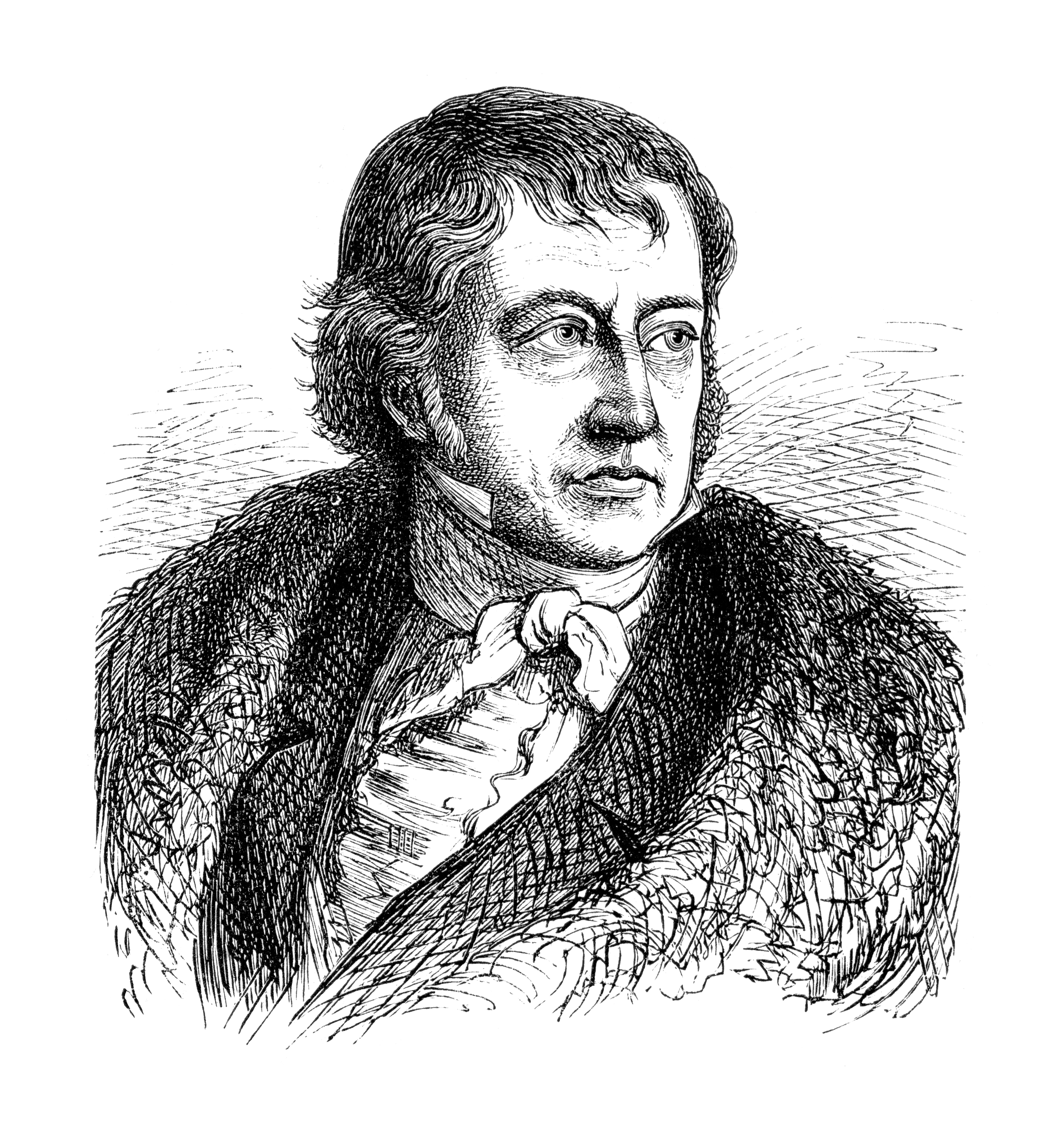 Engraving of german philosopher Georg Wilhelm Friedrich Hegel from 1875