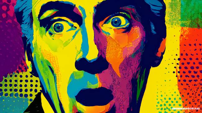Imagem de IA pop art homem chocado com golpe de internet