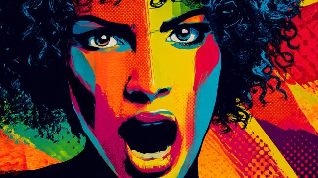 Imagem de IA rosto mulher brava depois de levar golpe de internet