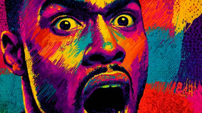 Imagem de IA homem chocado depois de levar golpe na internet