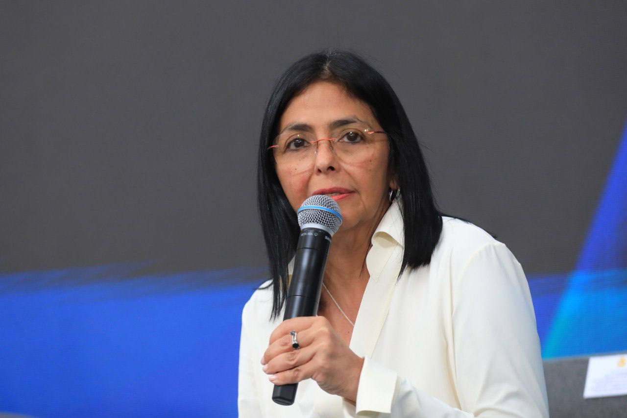 A presidente interina da Venezuela, Delcy Rodriguez
