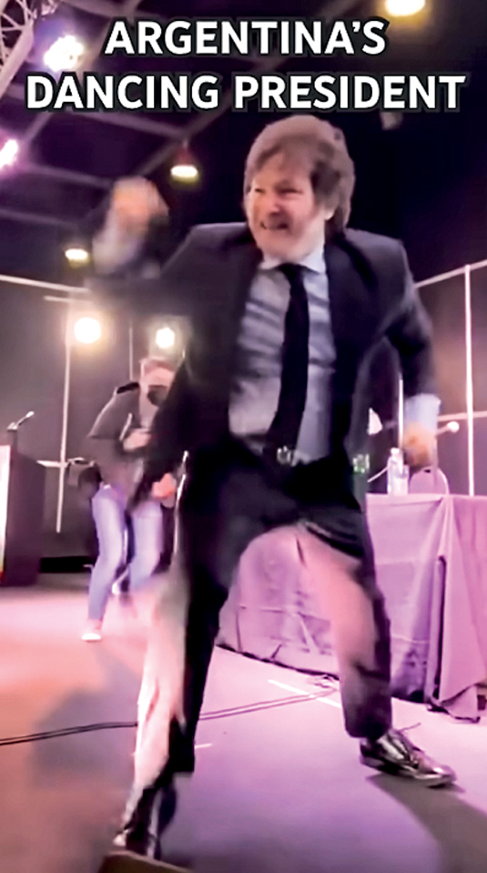 POPULARIDADE -&ensp;Javier Milei: performances bem extravagantes