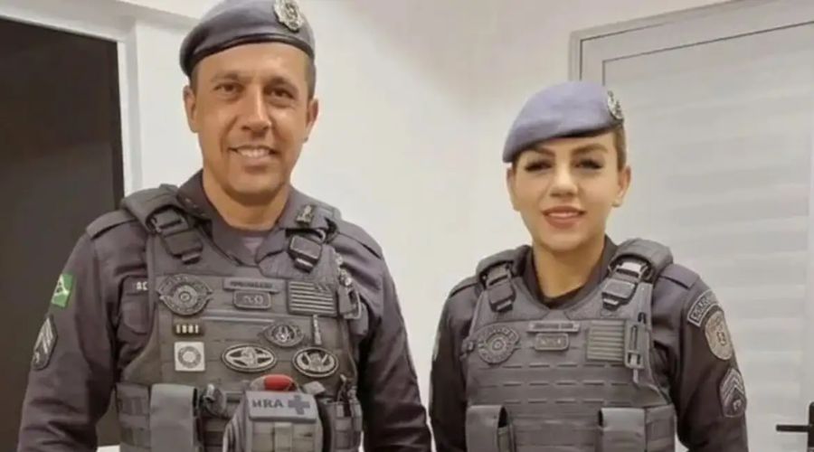 O tenente-coronel Geraldo Leite Rosa Neto e a esposa, Gisele Alves Santana, morta com um tiro na cabeça