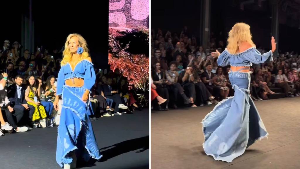 Com look fio-dental e aos 82 anos, Helô Pinheiro desfila no RFW